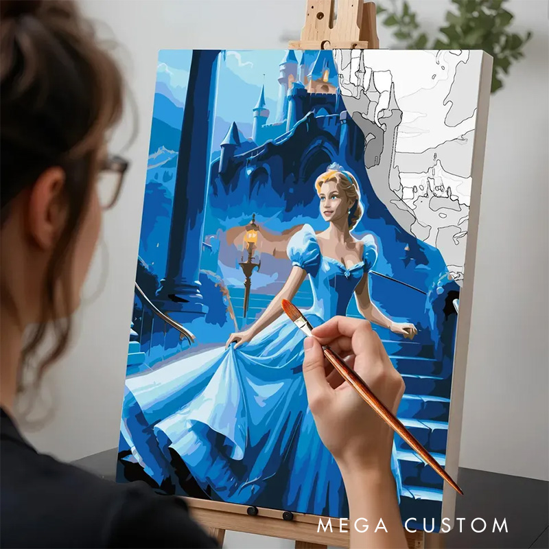 Personalized Night Princess Paint by Numbers Painting Upload Your Photo for Art Lovers Cartoon Lovers Painting Gift for Kids Birthday