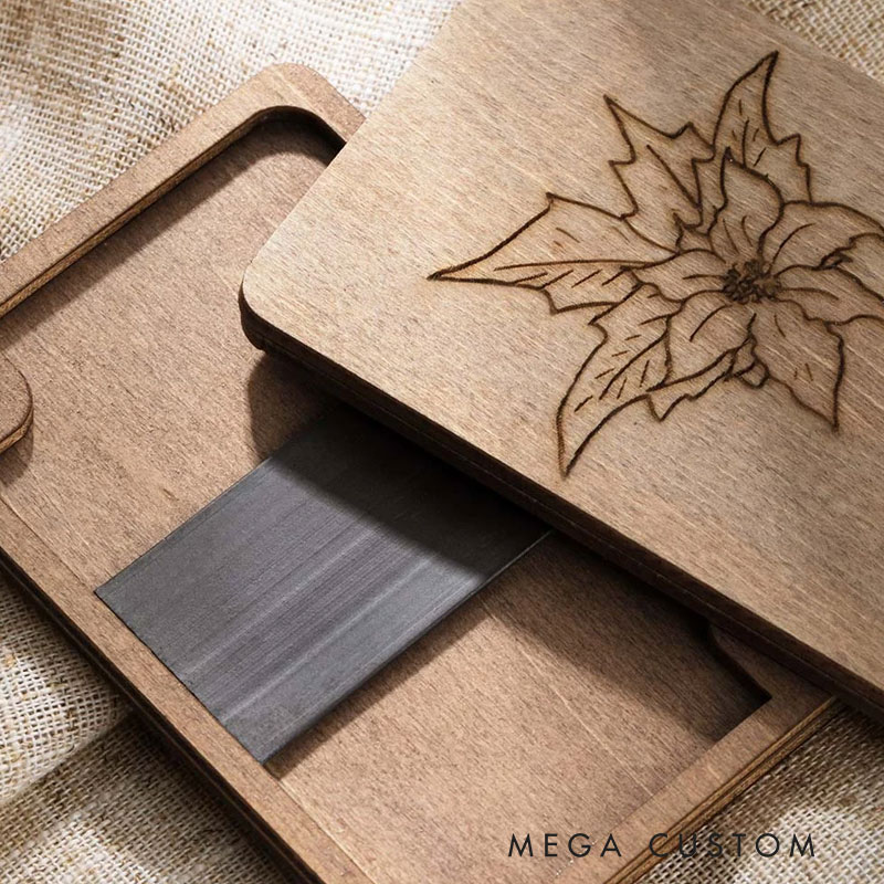 Personalized Birth Flower Wooden Magnetic Needle Box with Name Birthday Mother’s Day Gift for Sewing Lover