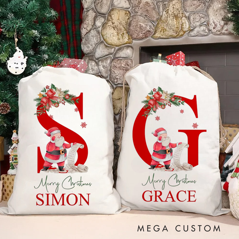 Personalised Motocross Christmas Sack - Dirt Bike Festive Santa Gift Bag for Kids