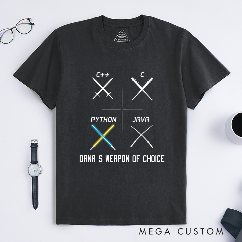 Personalized Select Your Weapon T-Shirt Developers and Technology Enthusiasts Shirt Gift Geek Nerd Programmer