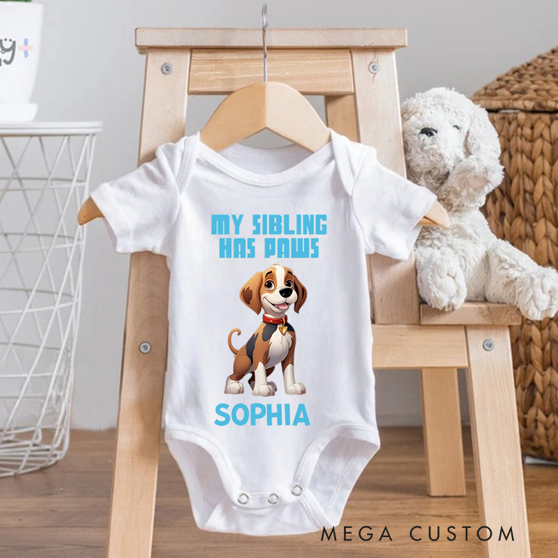 Personalized Adorable Pet Sibling Celebration with Cute Canine Companion Theme for Little Ones Baby bodysuit