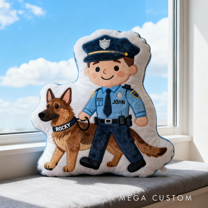 Personalized Police Officer Pillow with K9 Unit Design Custom Name Graphic 3D Print Pillow 