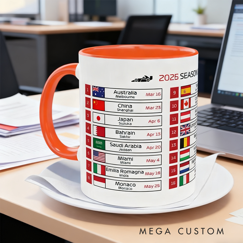 Personalized Formula 2026 Season Calendar Mug Race Car Fan Gift Racing Lover Gift Xmas Gift New Near Gift