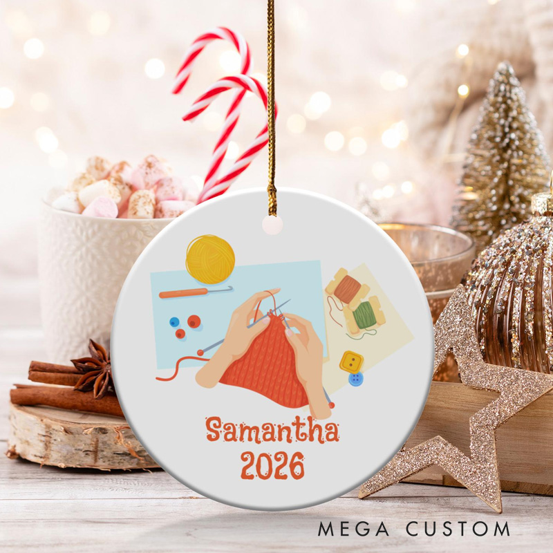 Personalized Knitting Name Ornament Hobby Gift for Knitter