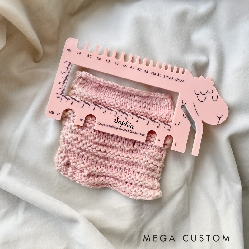 Personalized Knitting Elephant Sheep Needle Gauge Gift for Knitting Lovers