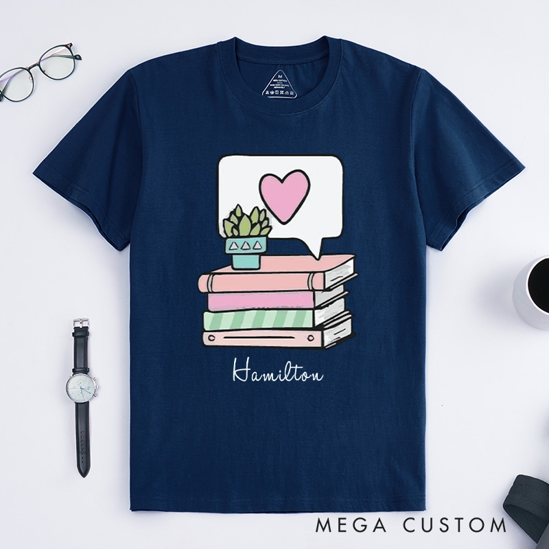 Personalized Book Lover Classic T-Shirts Reading Shirt Bookworm Book Nerd Gift Customized Name Shirt Gift for Books Lover