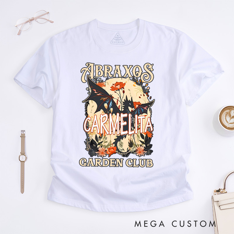 Personalized Garden Club Classic T-Shirts Fantasy Book Lover Shirt Bookish Gift Flower Shirt Dragon Shirt Reading Gift Gardening Gift