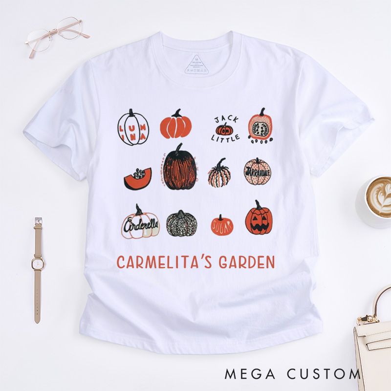 Personalized Pumpkin Classic T-Shirts Halloween Shirt Screen Print Shirt Foodie Gift Gardening Lover Gift Plant Lover Gift Halloween Gift