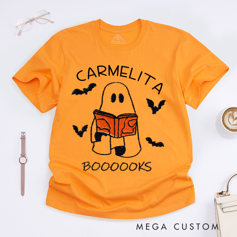 Personalized Booooks Classic T-Shirts Librarian Shirt Halloween Shirt Ghost Reading Shirt Reading Halloween Gift for Book Lover Shirt