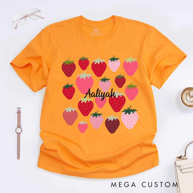 Personalized Strawberries Classic T-Shirts Aesthetic Shirt Strawberry Birthday Shirt Fruit Shirt Strawberry Shirt Plant Shirt Gardening Shirt Plant Lover