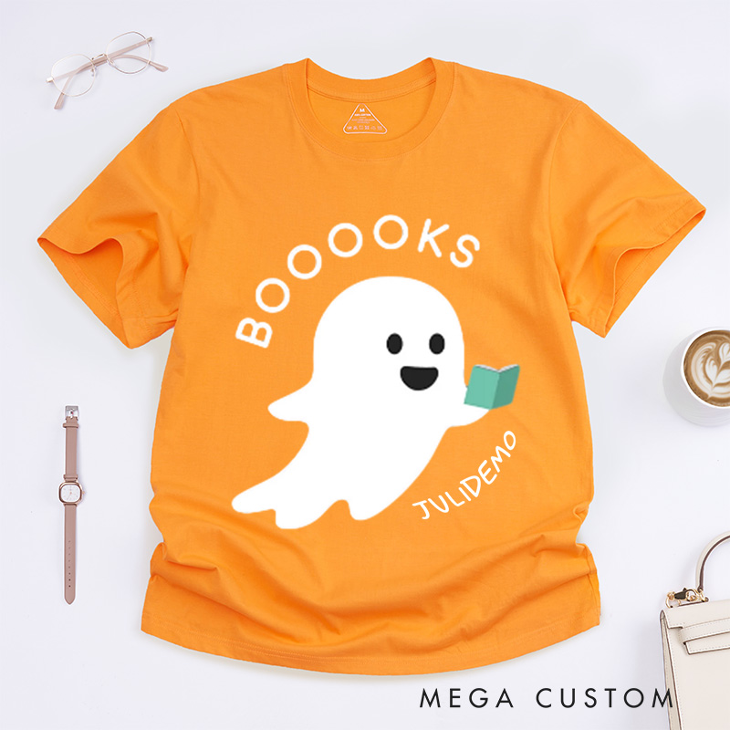 Personalized Ghost Books Reader Classic T-Shirts Reader Gifts Booooks Shirt Halloween Reading Shirts Librarian Gifts Bookworm Gifts Teacher Shirts