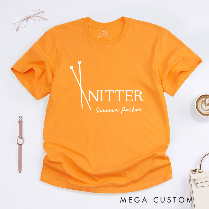 Personalized Knitter Needles Classic T-Shirts Knitting Shirt Knit T-Shirt Yarn Lover Graphic Tee