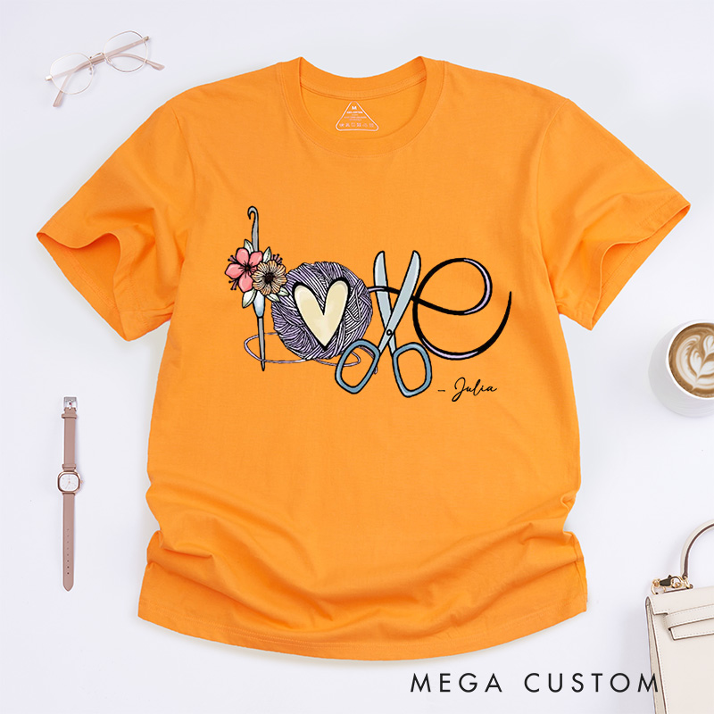 Personalized Love Crochet Classic T-Shirts Funny Crochet T-Shirt Crochet T-Shirt Crochet Hobby Gift Knitting Lover Gift Crochet Shirt Women Gift for Women