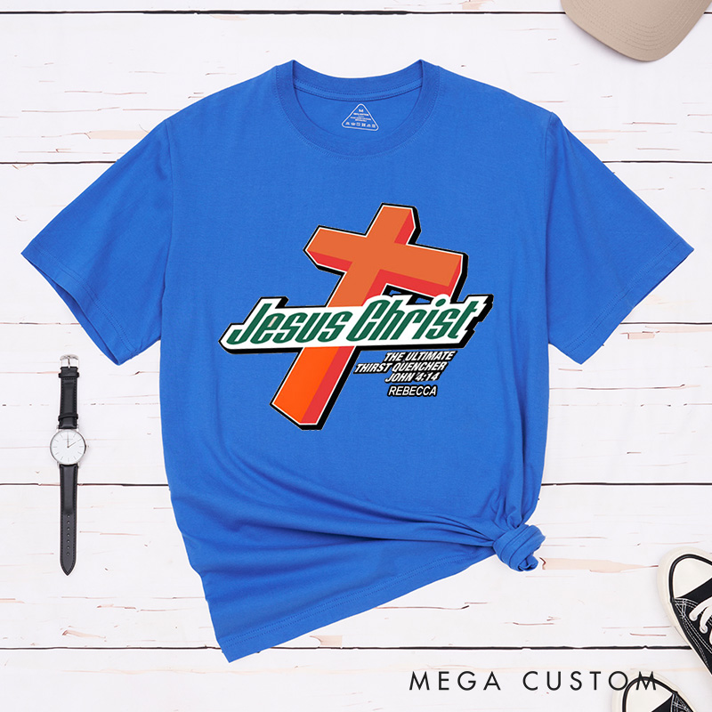 Personalized Jesus Christ Cotton T-Shirt with Name Christian Cross Unisex Classic T-Shirt Faith Shirt Gift Christian Apparel Gift for Jesus Lover