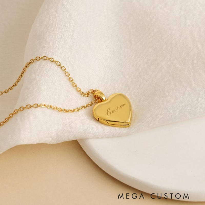 Personalized Heart Locket Necklace Love locket with Photo Tiny Gold Heart Locket Memorial Gift for Her Best Friend Jewelry 