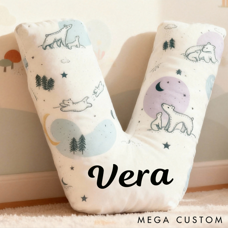 Personalized Graphic 3D Print 26 Letters Polar Bear Family Pillow Special Family Gift with Custom Name Design