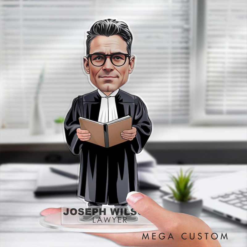 Personalized Lawyer Acrylic Figurine Custom Cartoon Portrait Desk Nameplate Office Worker Caricature Plaque Gift For Colleague Boss Or Graduation