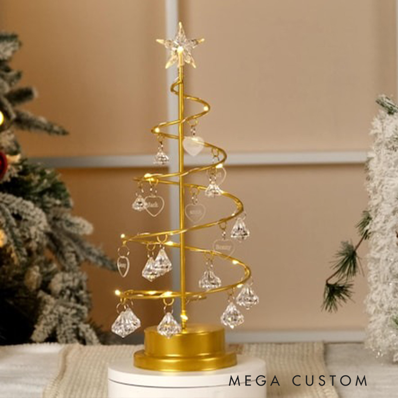 Personalized Christmas Tree Lights Custom Crystal Chandelier 1-16 Names Family Tree Night Light Family Gift