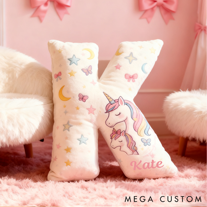 Personalized Graphic 3D 26 Letters Colorful Family Pillow Special Family Gift  with Custom Name Design