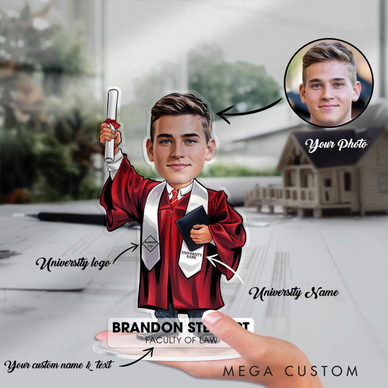 Personalized Graduation Gifts Custom Acrylic Figurine Caricature Desk Name Plate Keepsake for Graduates
