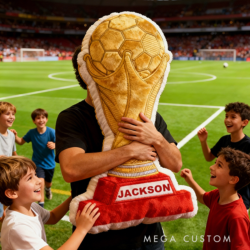 Personalized Graphic3DPrint Soccer Golden Trophy Pillow with Custom Name for Champions Graphic 3D Print