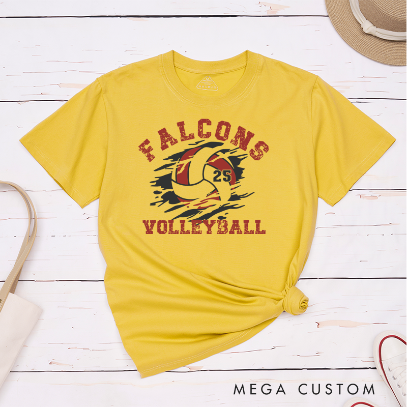 Personalized Volleyball T-Shirts Featuring Your Team Name and Number - Custom Team Spirit Tee