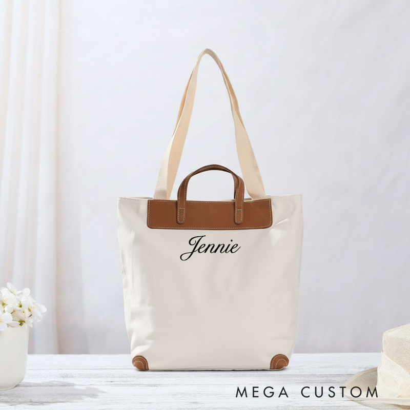 Personalized Canvas Tote Bag with Name Custom Name Bag Canvas Tote Bag Gift for Her Gift for Mother Wife