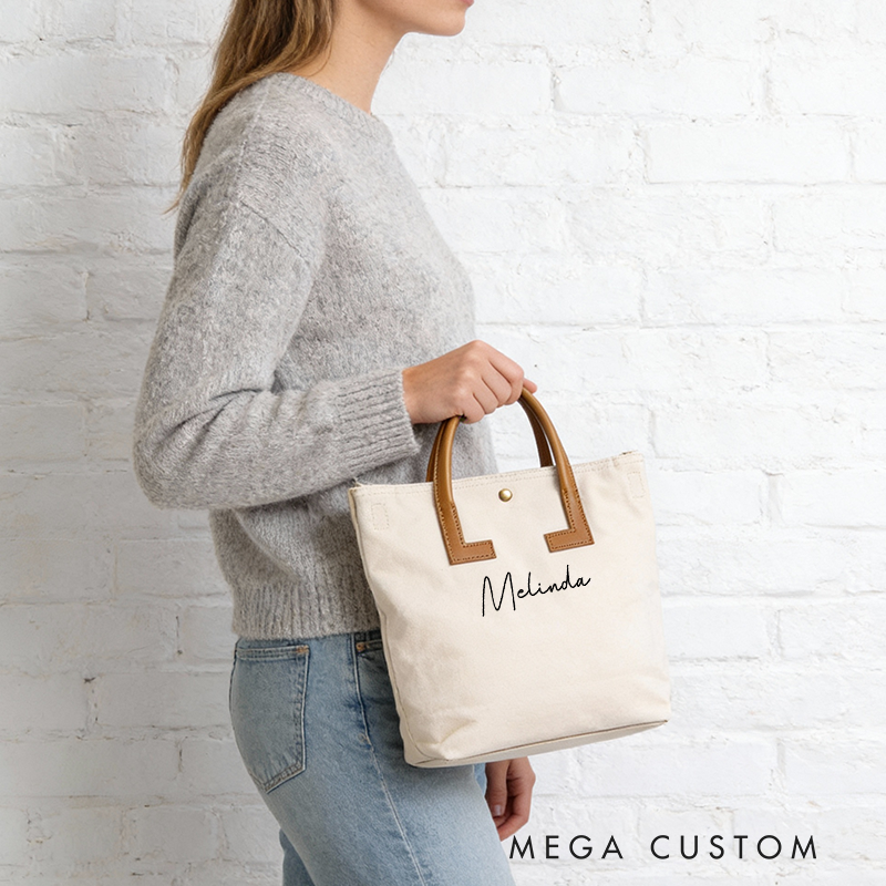 Personalized Canvas Tote Bag with Name Custom Name Bag Canvas Tote Bag Gift for Her Gift for Mother Wife