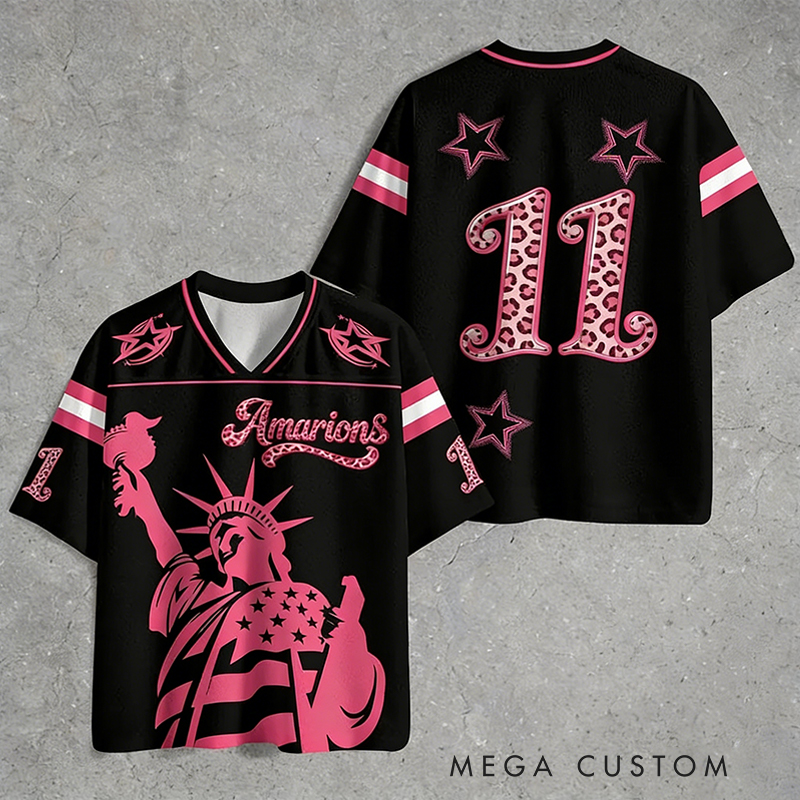 Personalized Sport-Themed Statue of Liberty Jersey with Custom Leopard Print Number for Sport Fans