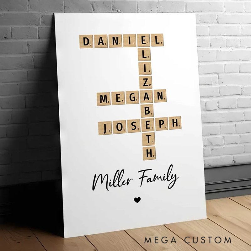 Personalized Family Crossword Art Poster Created In A Moment Treasured Forever Family Gift