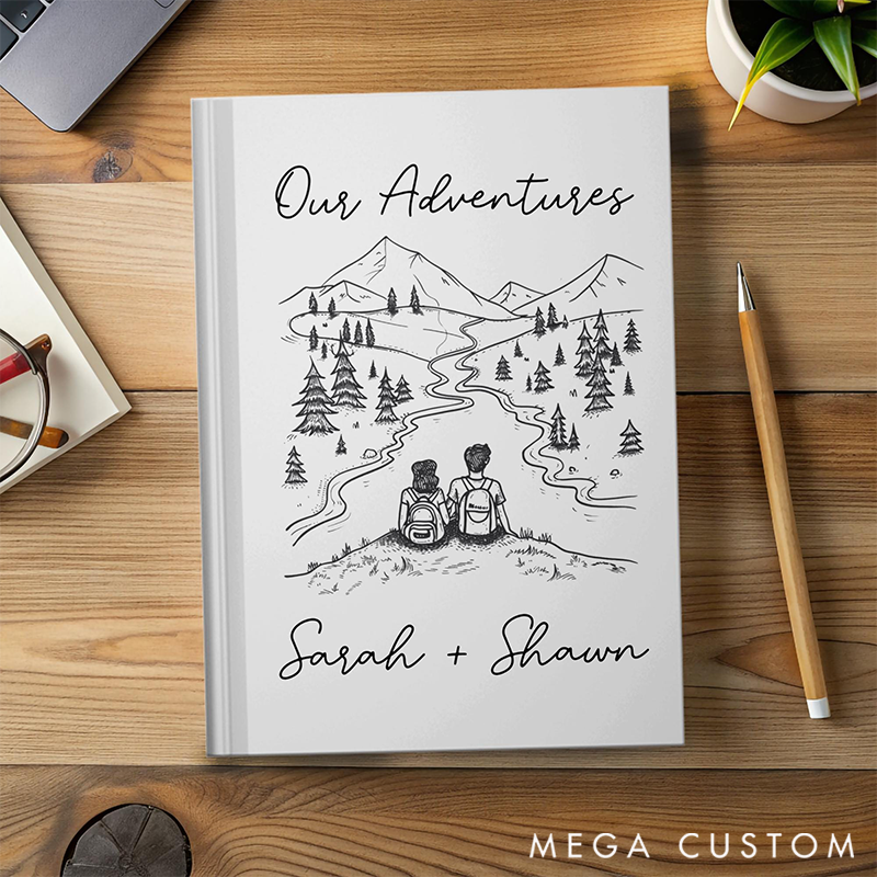 Our Adventures Journal Personalized A5 Travel Notebook for Couples Adventure Log Book Hiking Memory Journal Anniversary Valentines Gift for Him or Her