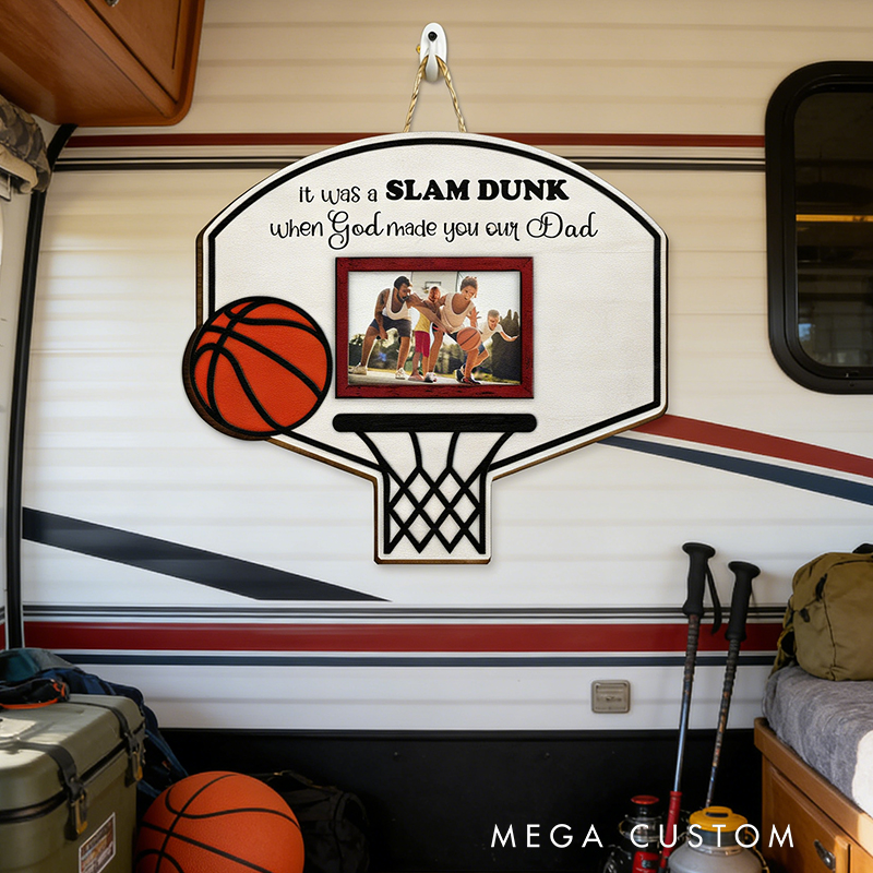 Personalized Basketball Hoop Photo Frame Wall Hanging  for Dad