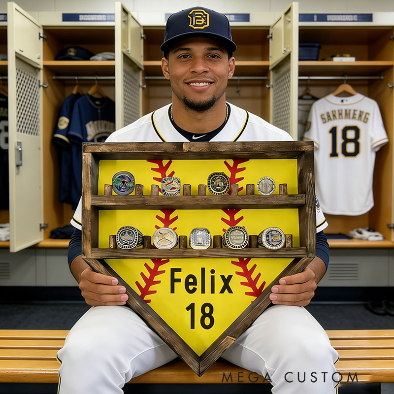 Personalized Softball Home Plate Championship Ring Display for Softball Stars