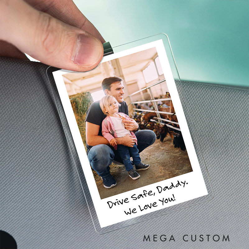 Personalized Photo Car Visor Clip Gift for Him Anniversary Drive Safe Gift Car Photo Frame Family Gift Couples Keepsake