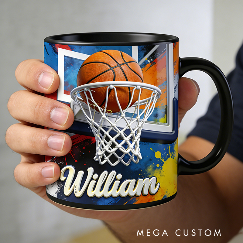 Personalized Basketball Slam Dunk Coffee Mug for Basketball Enthusiasts
