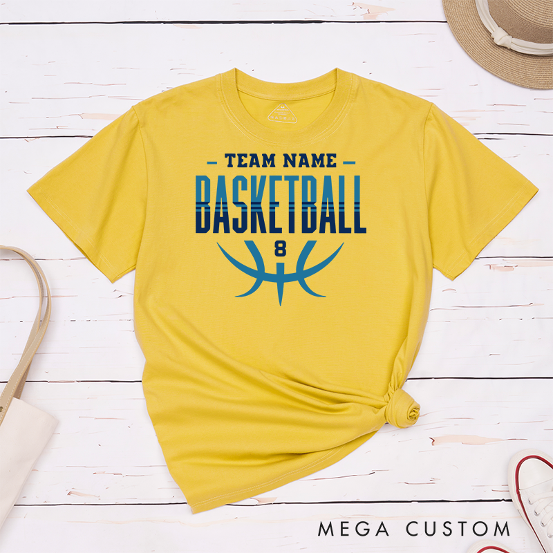 Personalized Basketball Team T-Shirts Customizable with Team Name Player Number Bold Typography and Modern Basketball Graphic Design for a Stylish and Unified Look