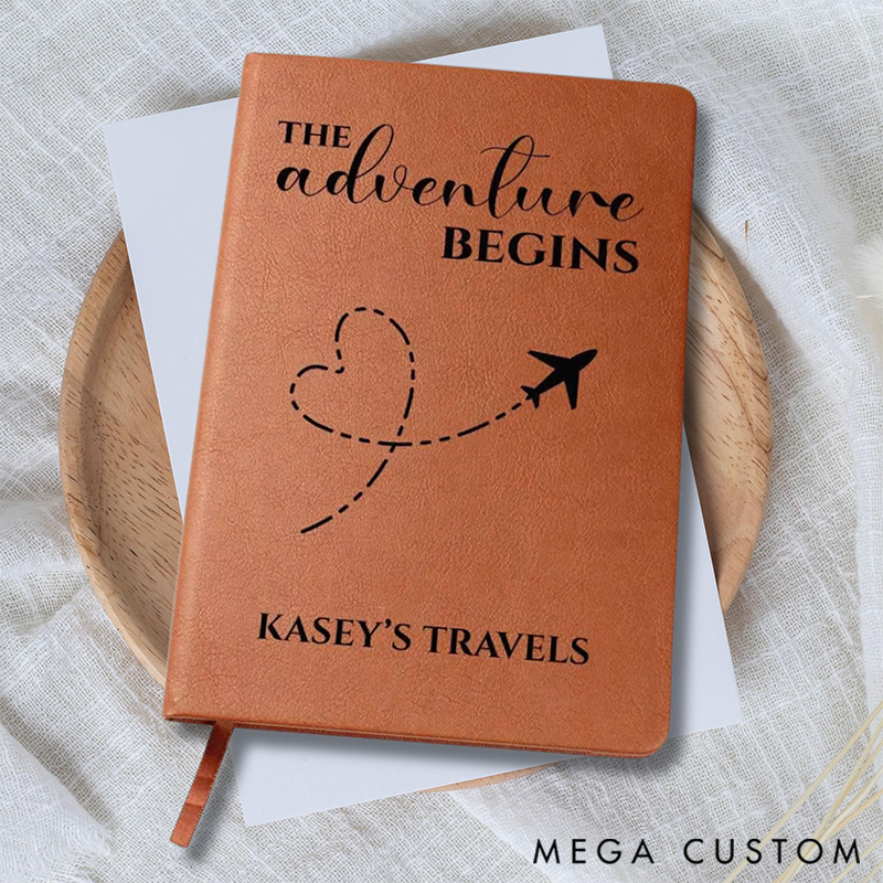  Personalized The Adventure Begins Travel Journal Custom Book World Travel Journal Travel Lover Gift for Couple Valentines Gift