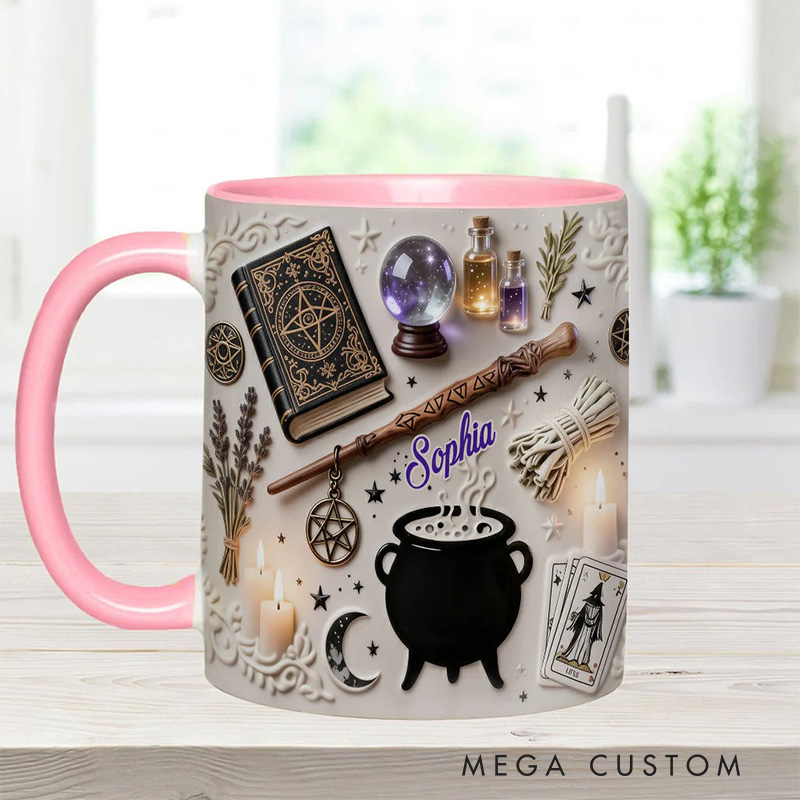 Personalized 2D Flat Witchcraft Mug Coffee Mug Magic Lover Mug Witchcore Gift Coffee Mug