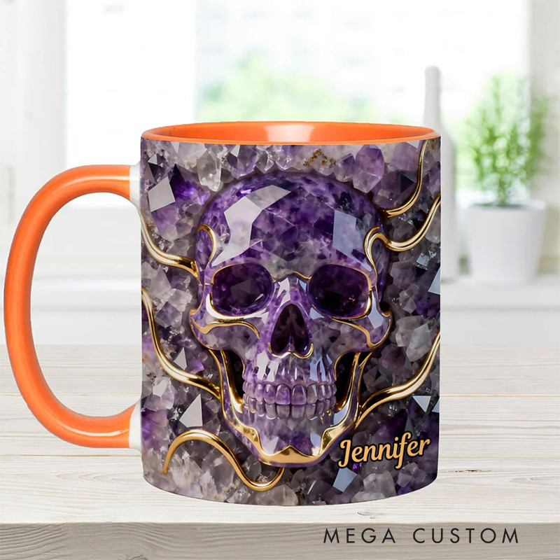 Personalized 2D Flat Magical Crystal Skull Mug Coffee Mug Magic Lover Mug Witchcore Gift Coffee Mug