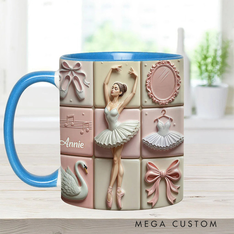 Personalized 2D Flat Ballerina Girl Ballet Mug Dancer Mug Ballet Dance Lover Mug Dancing Gift Coffee Mug
