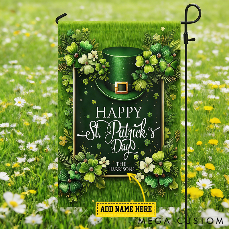 Personalized St Patrick's Day Garden Flag & House Flag Gift for Gardening Lovers
