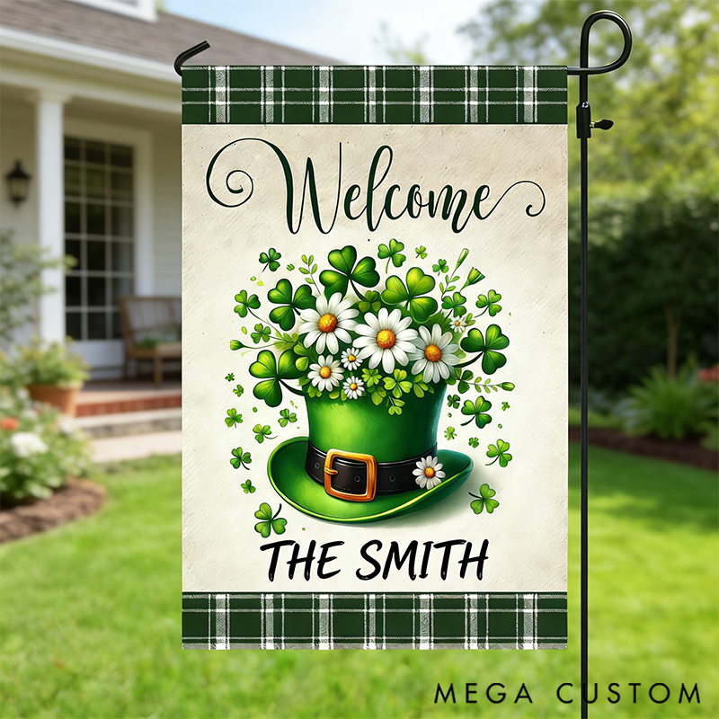 Personalized Patrick's Day Garden Flag & House Flag Welcome Patrick's Day Outdoor Decor Yard Decor Gift for Gardening Lovers