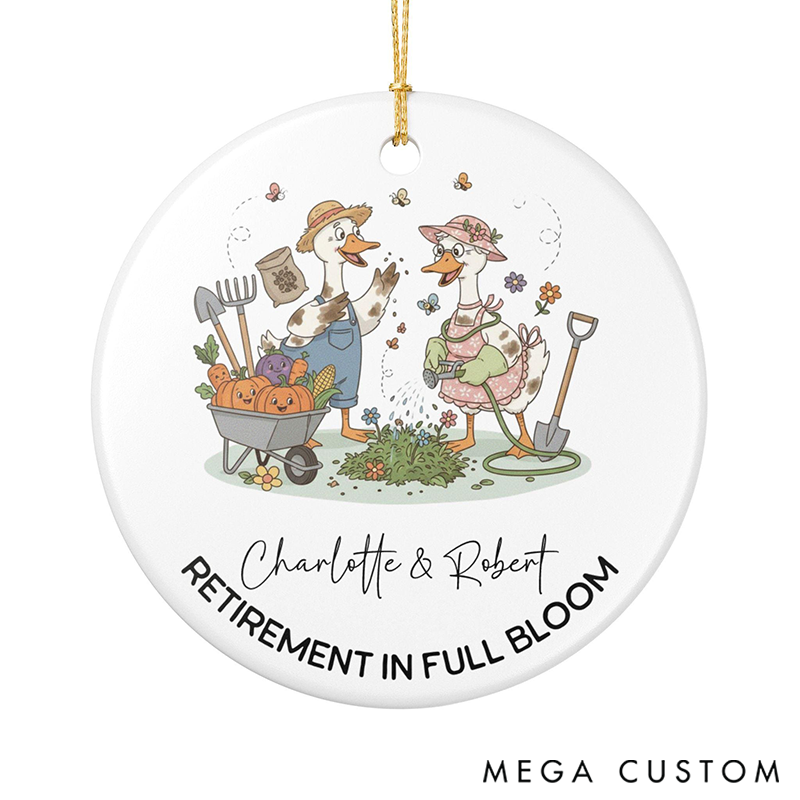 Personalized Retirement Ceramic Ornaments Retirement in Full Bloom Gift for Funny Gardening Lovers Keepsake