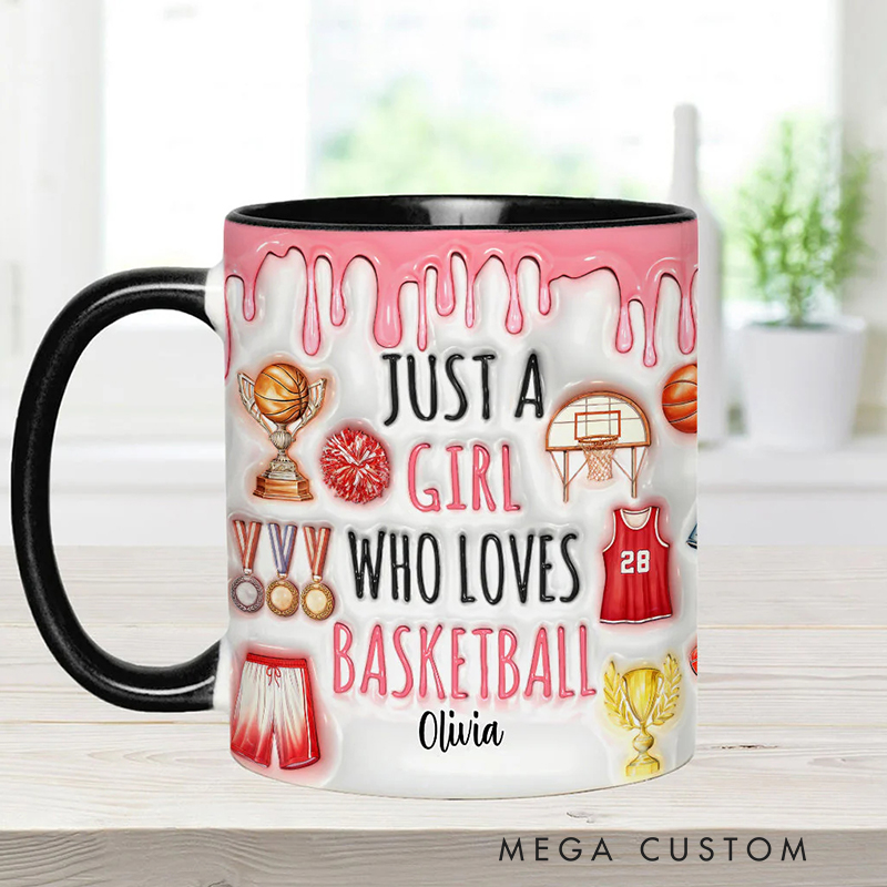 Personalized "Just a Girl Who Loves Basketball" Mug with Custom Text for Female Players and Fans