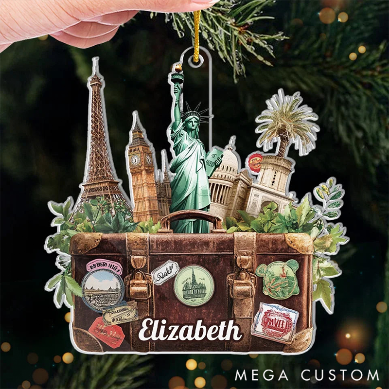Personalized the World is Your Playground Travel Custom Ornament Acrylic Custom Shaped Gift for Travel Lovers