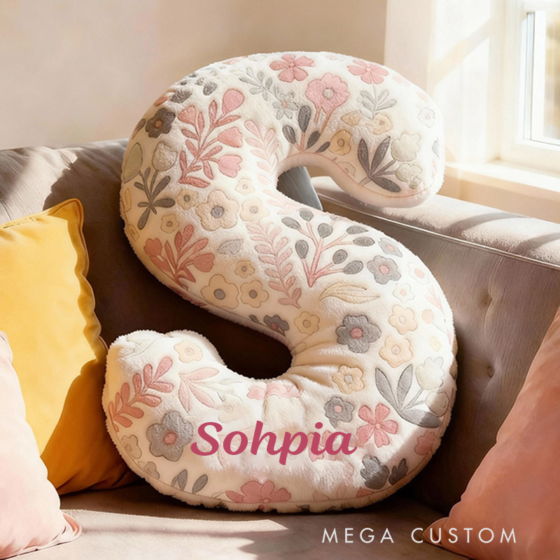 Personalized Floral Letter Pillow with Name Graphic 3D Print Custom Double Sided Pillow Gift for Kids Gardening Lovers Gift