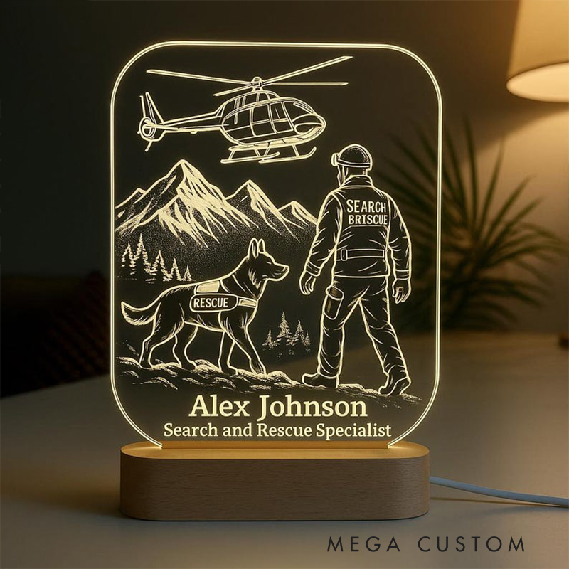 Personalized LED Gifts Custom Name Profession Night Light Acrylic Lamp for Police Firefighter Chef Teacher Nurse Office Decor