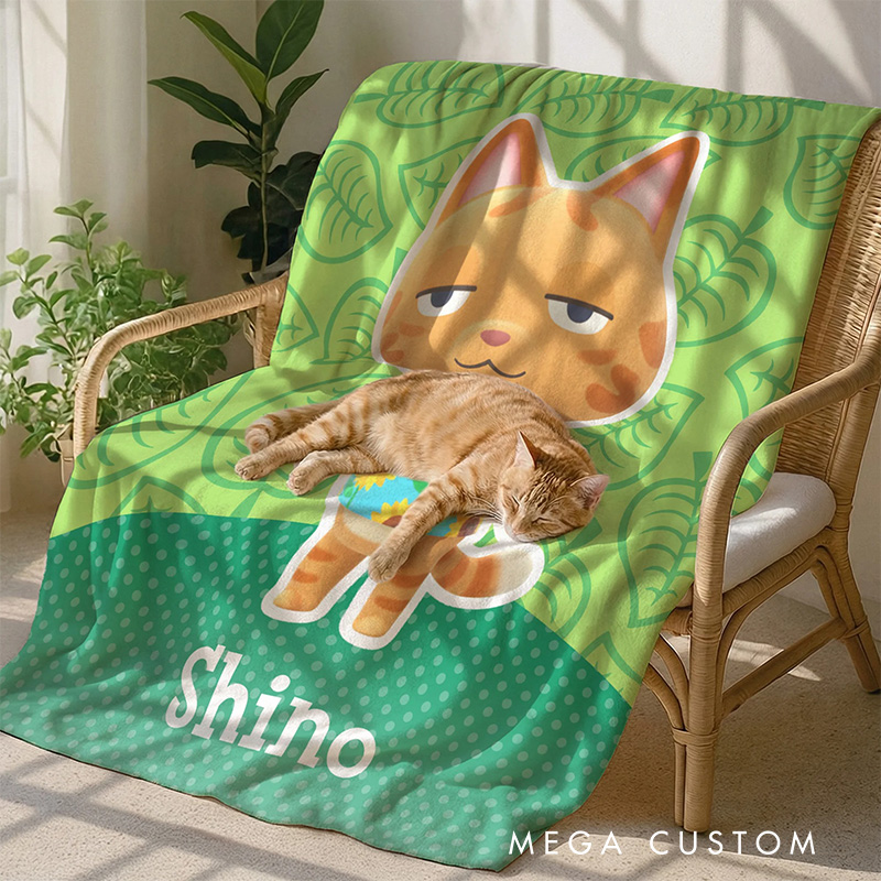 Personalized Cute Game Style Pet Blanket Flannel Blanket Gaming Blanket with Name for Game Lovers Gamer