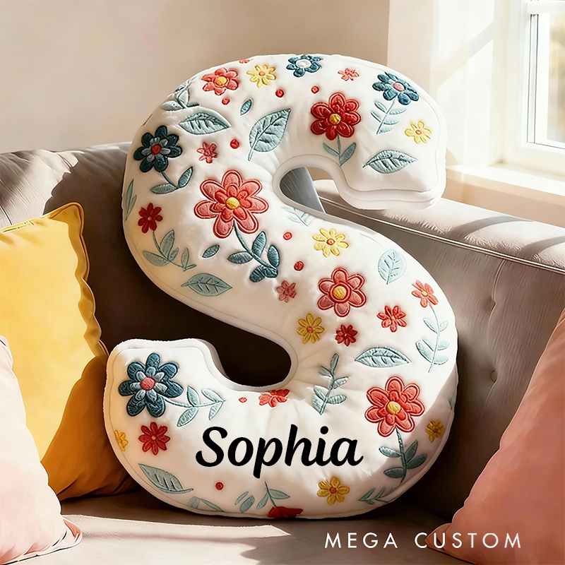 Personalized Floral Letter Pillow with Name Graphic 3D Print Custom Double Sided Pillow Gift for Kids Gardening Lovers Gift