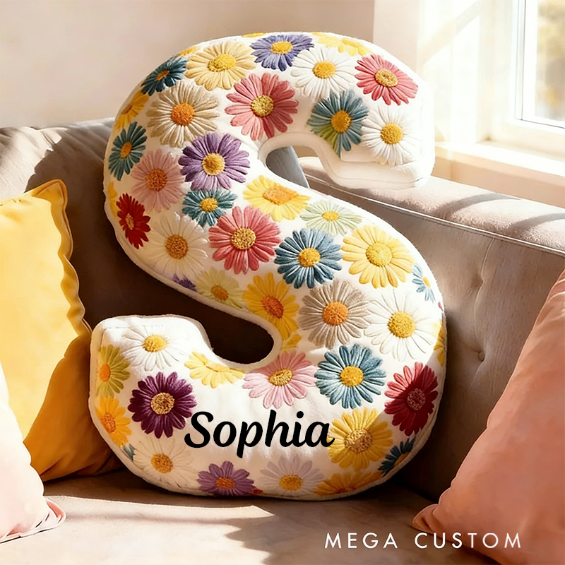 Personalized Cute Flower Letter Pillow Graphic 3D Print Butterfly Custom Name Pillow Gift for Kids 